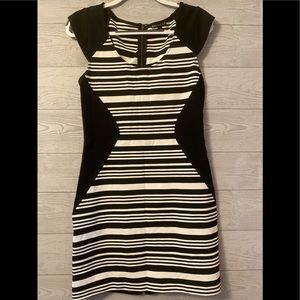 Express Black & White Striped Bodycon Dress